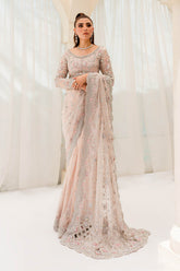 Embellished Bridal Saree Dress in Pink for Wedding