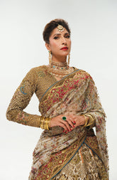 Meherma - White Bridal Lehenga Choli with Multicolor Sucha Taanka & Zardozi Work