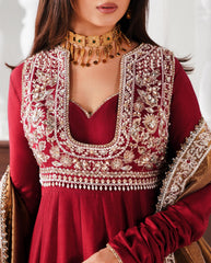 Crimson Royal Zardozi Anarkali Set