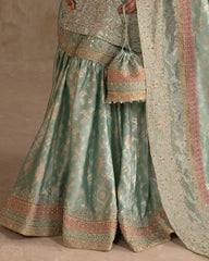 Mint Embellished Short Kurti and Gharara Set