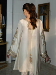 Moonlit Ivory: Hand-Embellished Mirrorwork Silk Tunic"