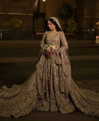The Zar-e-Afshan Hand-Embellished Champagne Gold Bridal Lehenga & Pishwas