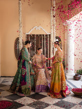 Gulnar Mehndi Lehenga – Mustard Orange Angrakha & Fuchsia Pink Bridal Lehenga Choli with Gota Work