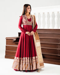 Crimson Royal Zardozi Anarkali Set