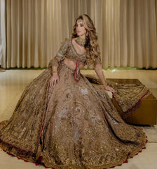 Heavy Luxury South Asian Wedding Lehenga Choli with Intricate Peacock & Butterfly Motifs