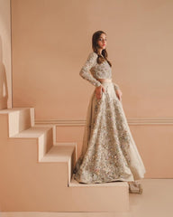 Champagne Gold Embroidered Raw Silk Lehenga Choli with Net Dupatta