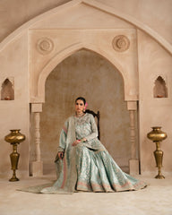 Mint Embellished Short Kurti and Gharara Set