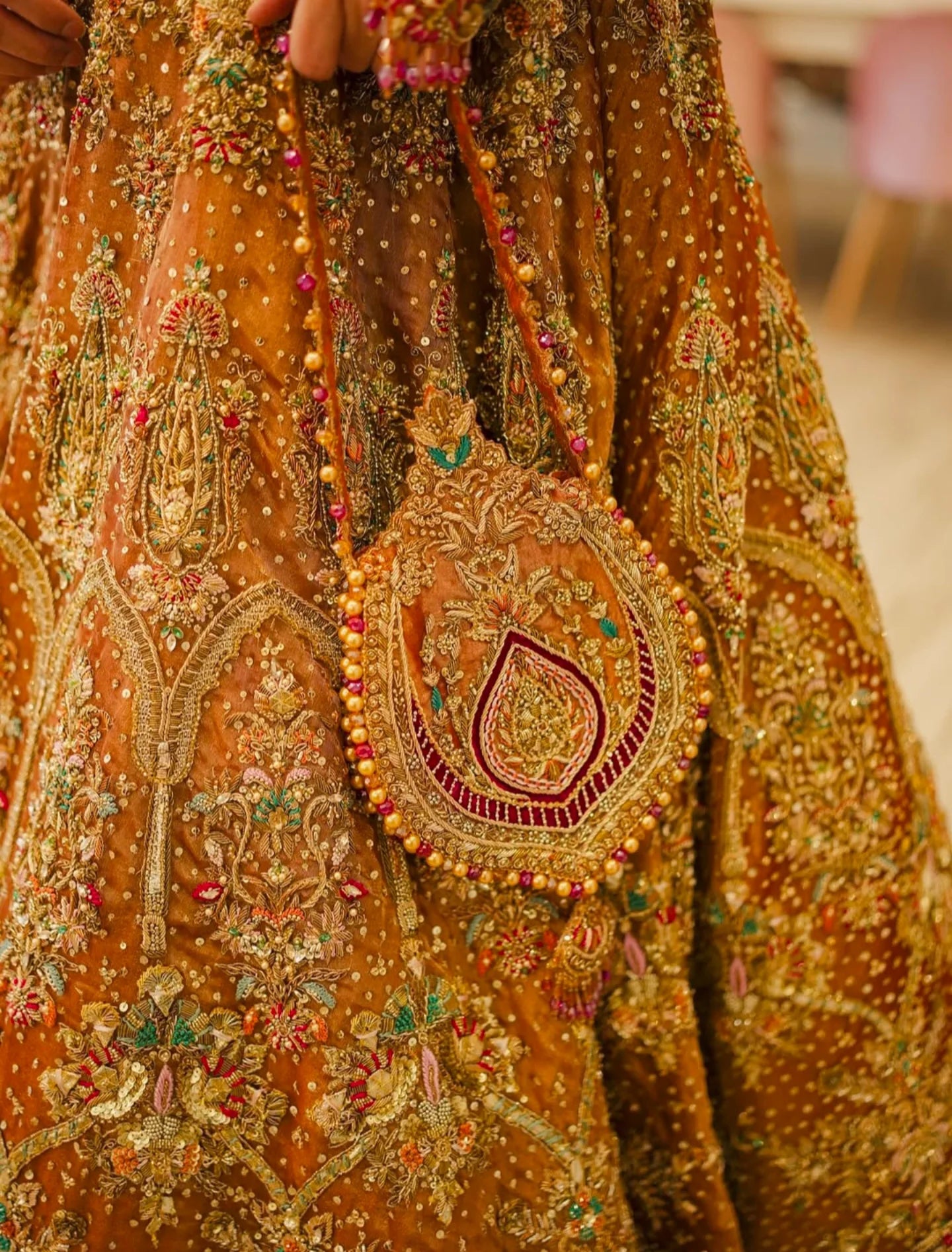 Burnt orange lehenga