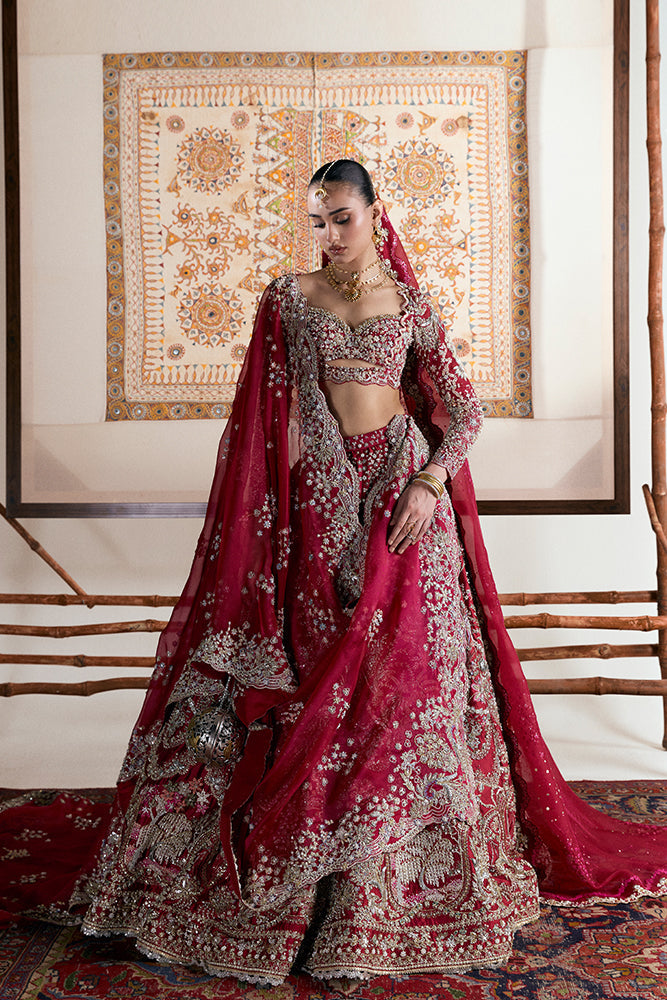 Indian Bridal Dress in Red Lehenga and Choli Style