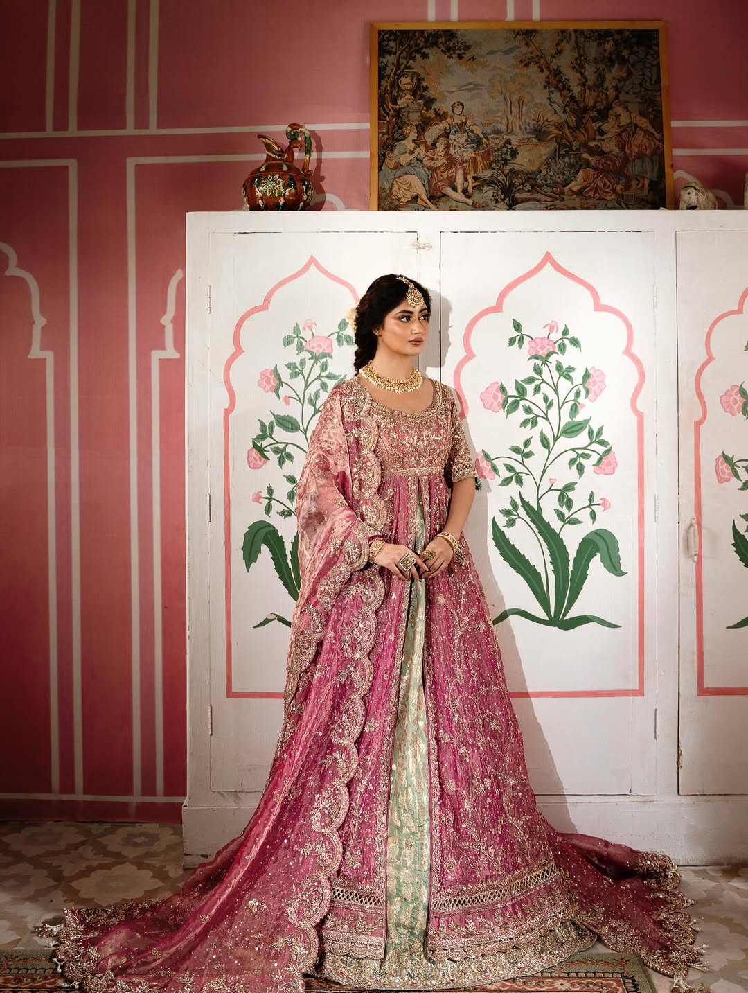 Gul-e-Zar | Hand-Embellished Royal Magenta Pishwas