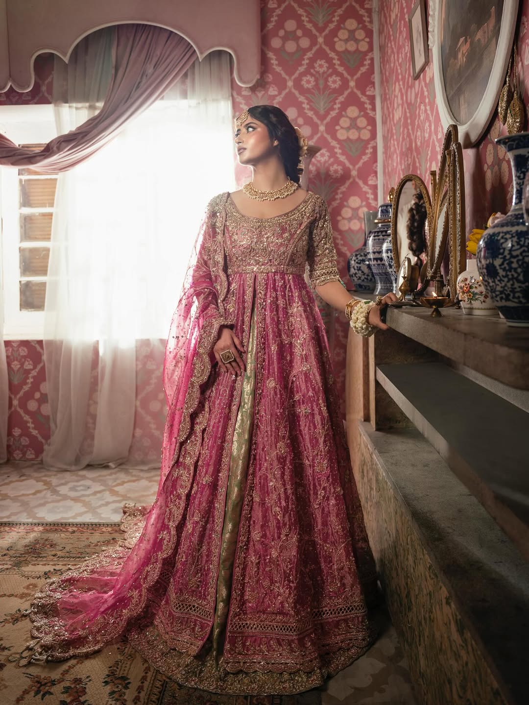 Gul-e-Zar | Hand-Embellished Royal Magenta Pishwas