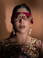 Asymmetric Hand-Embroidered Top with Sequined Maxi Skirt & Dupatta Set
