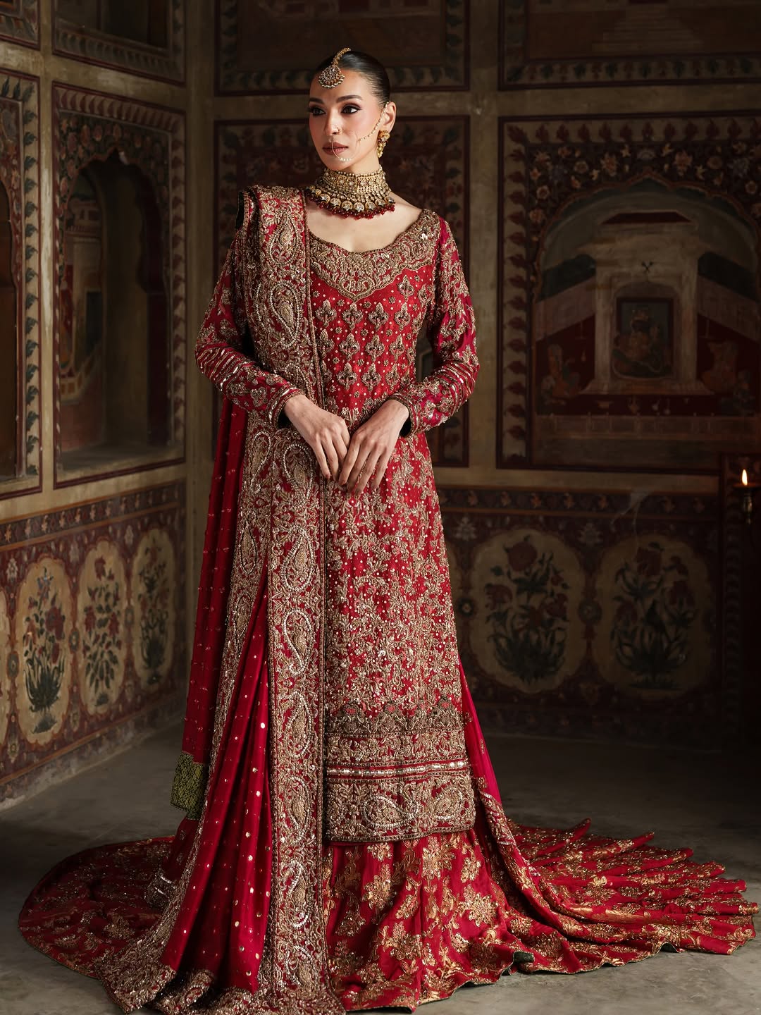 Shehzadi-e-Khaas | Royal Crimson Hand-Embellished Heritage Lehnga #TA 001