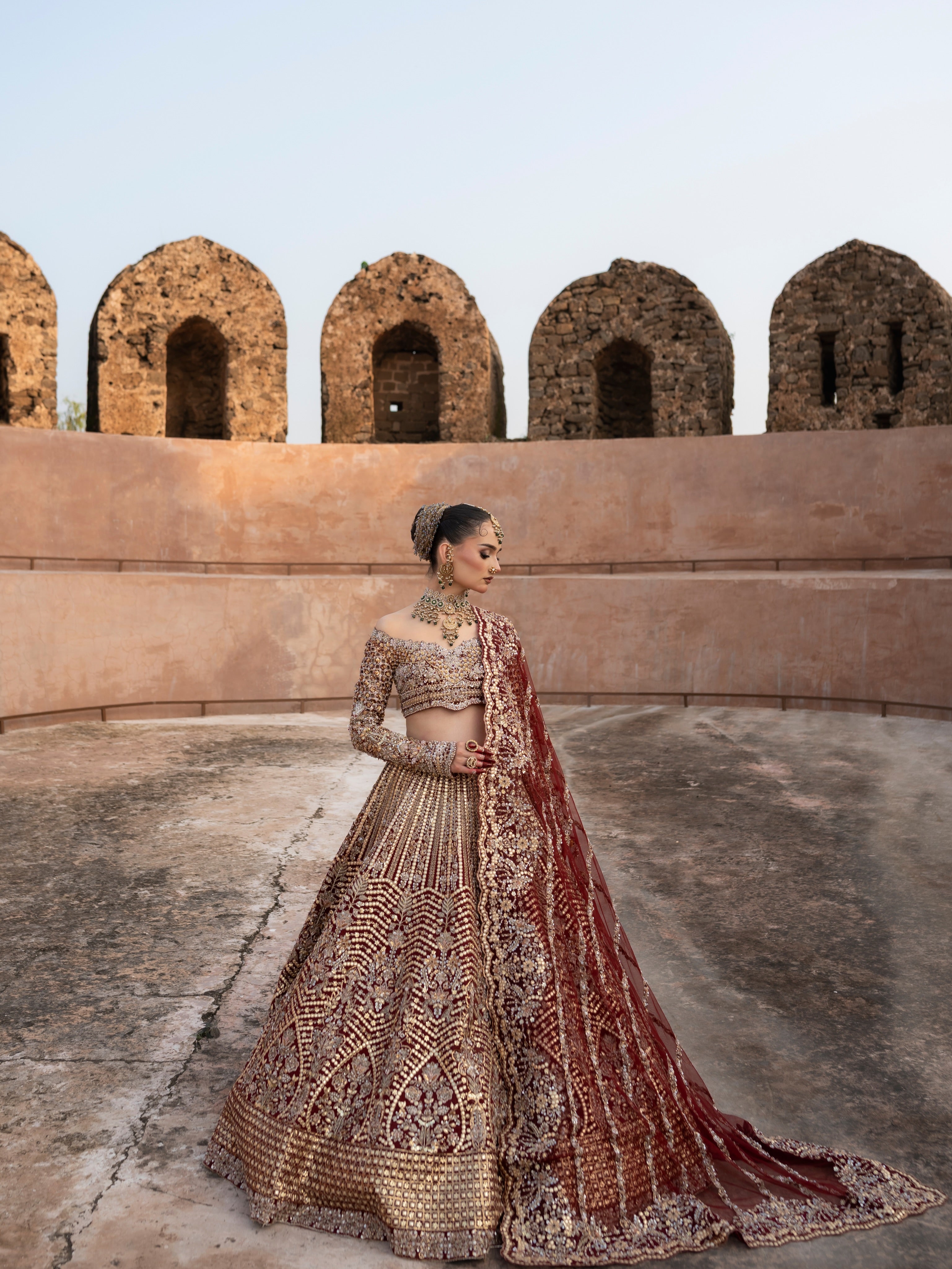The Royal Zardozi Off-Shoulder Bridal Lehenga
