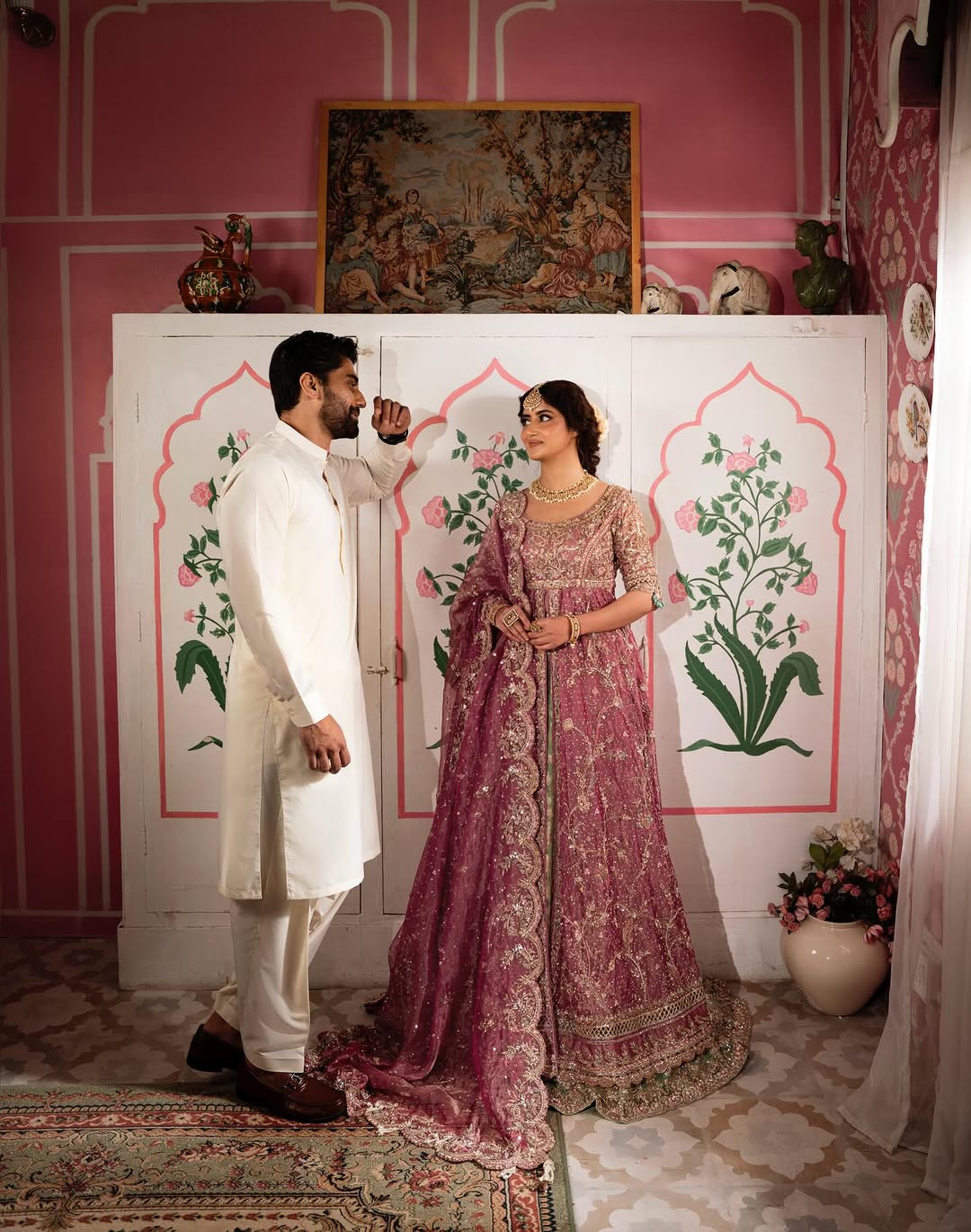 Gul-e-Zar | Hand-Embellished Royal Magenta Pishwas