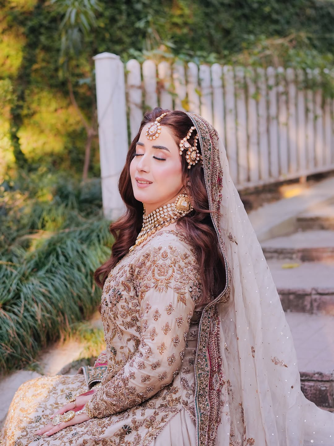 Zariyah | Ivory Gold Heavily Embellished Bridal Pishwas & Lehenga Set