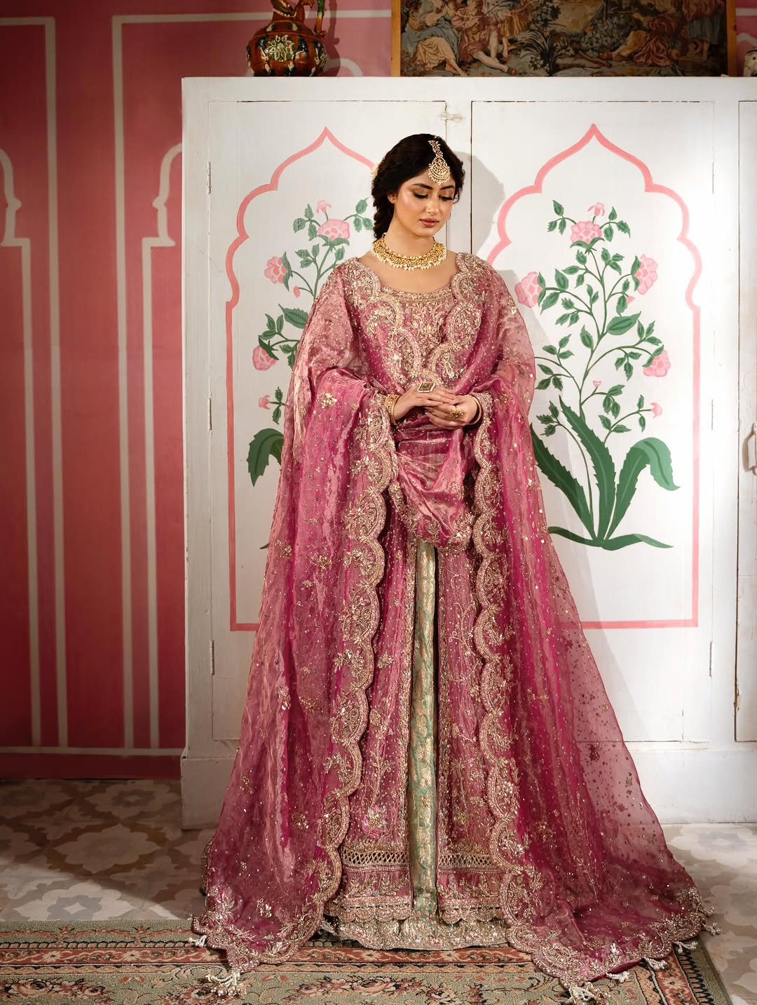 Gul-e-Zar | Hand-Embellished Royal Magenta Pishwas