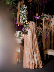 Zariyah – Champagne Gold Hand-Embroidered Tissue Gharara Set