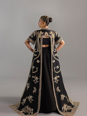 Midnight Black Hand-Embroidered Lehenga Set with Short Jacket