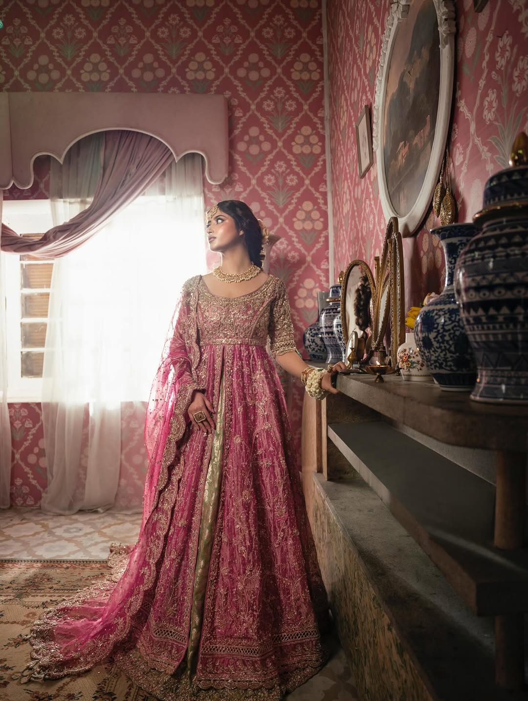Gul-e-Zar | Hand-Embellished Royal Magenta Pishwas