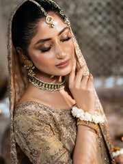 Golden Heavily Embroidered Bridal Lehenga Choli with Dupatta