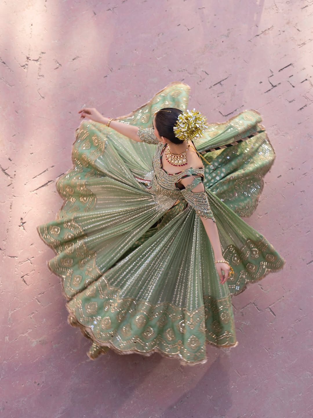 Dusty Olive Zardozi Bridal Lehenga Choli #TA002