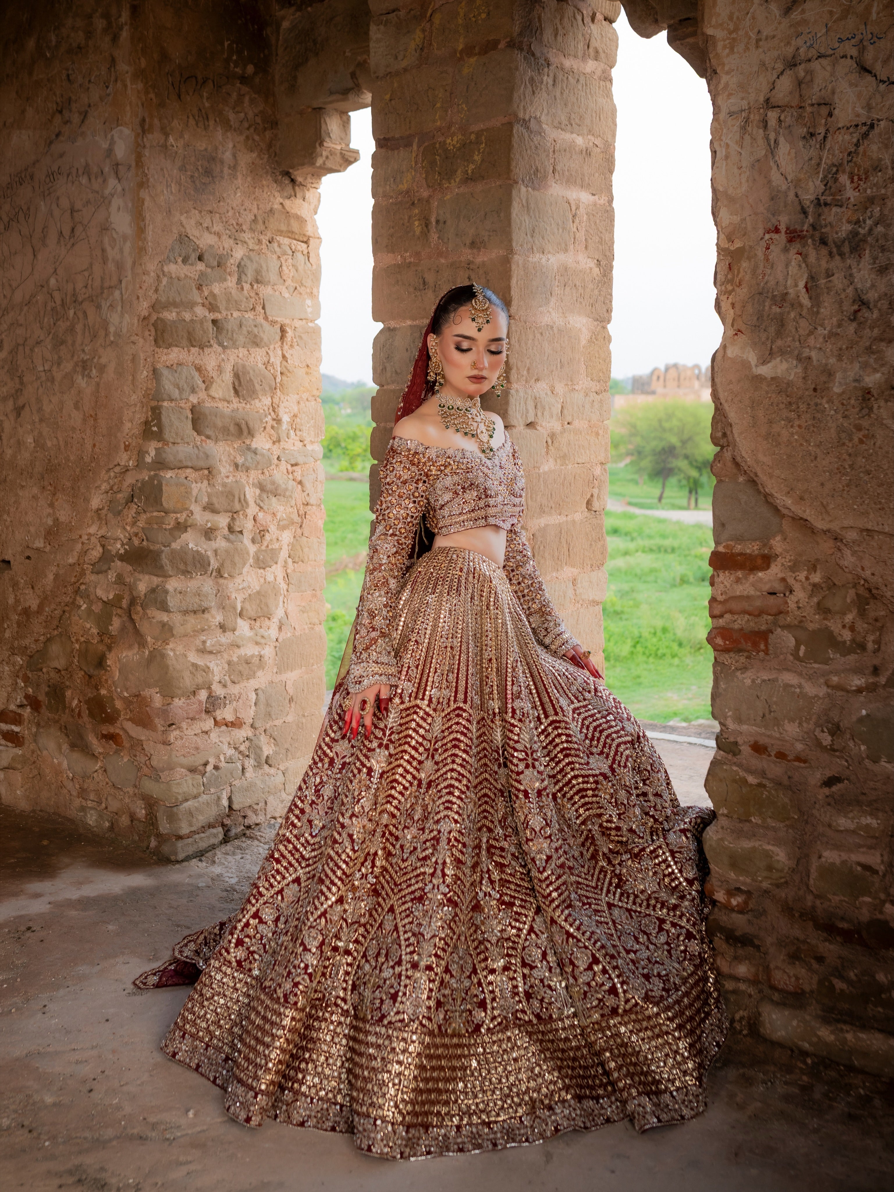 The Royal Zardozi Off-Shoulder Bridal Lehenga