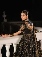 Midnight Nocturne – Hand-Embellished Black & Gold Raw Silk Lehenga Set