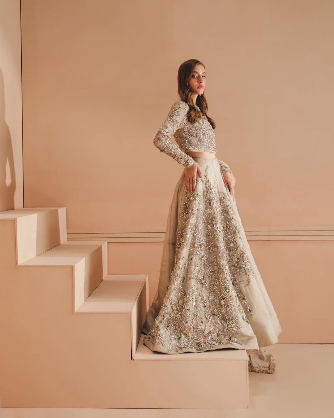 Champagne Gold Embroidered Raw Silk Lehenga Choli with Net Dupatta