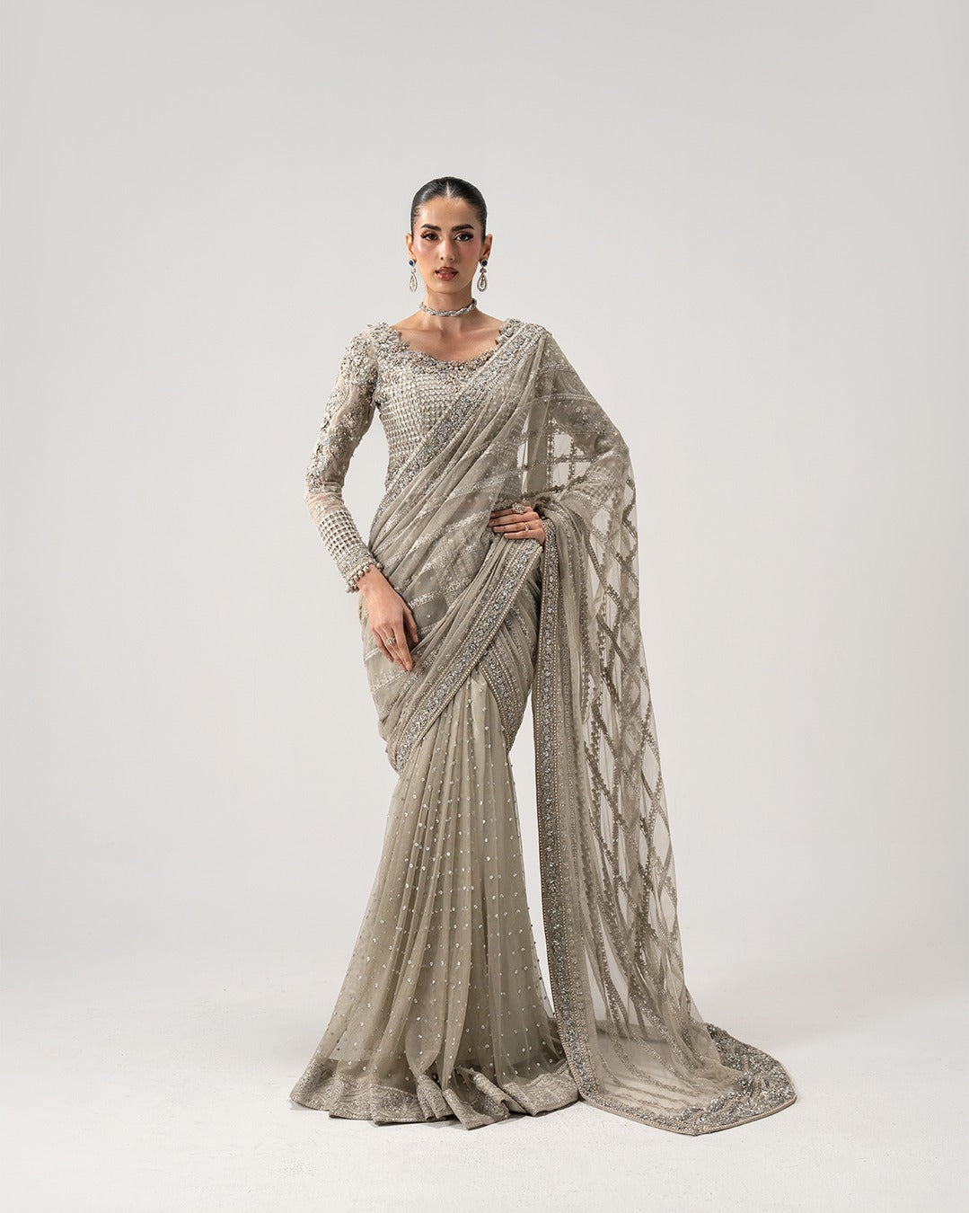 Luxury Embellished Net Saree | Designer Wedding & Festive Wear Saree
