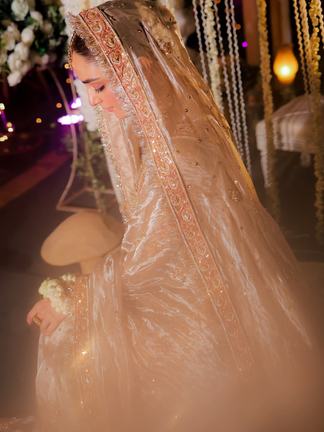 Zariyah – Champagne Gold Hand-Embroidered Tissue Gharara Set