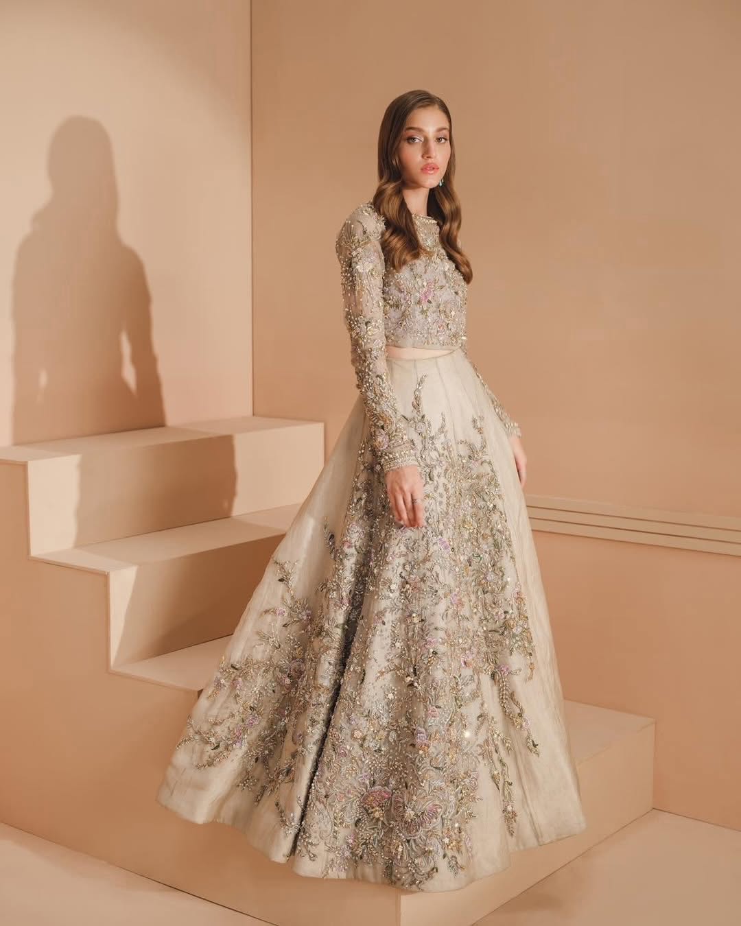 Champagne Gold Embroidered Raw Silk Lehenga Choli with Net Dupatta