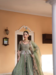 Dusty Olive Zardozi Bridal Lehenga Choli #TA002