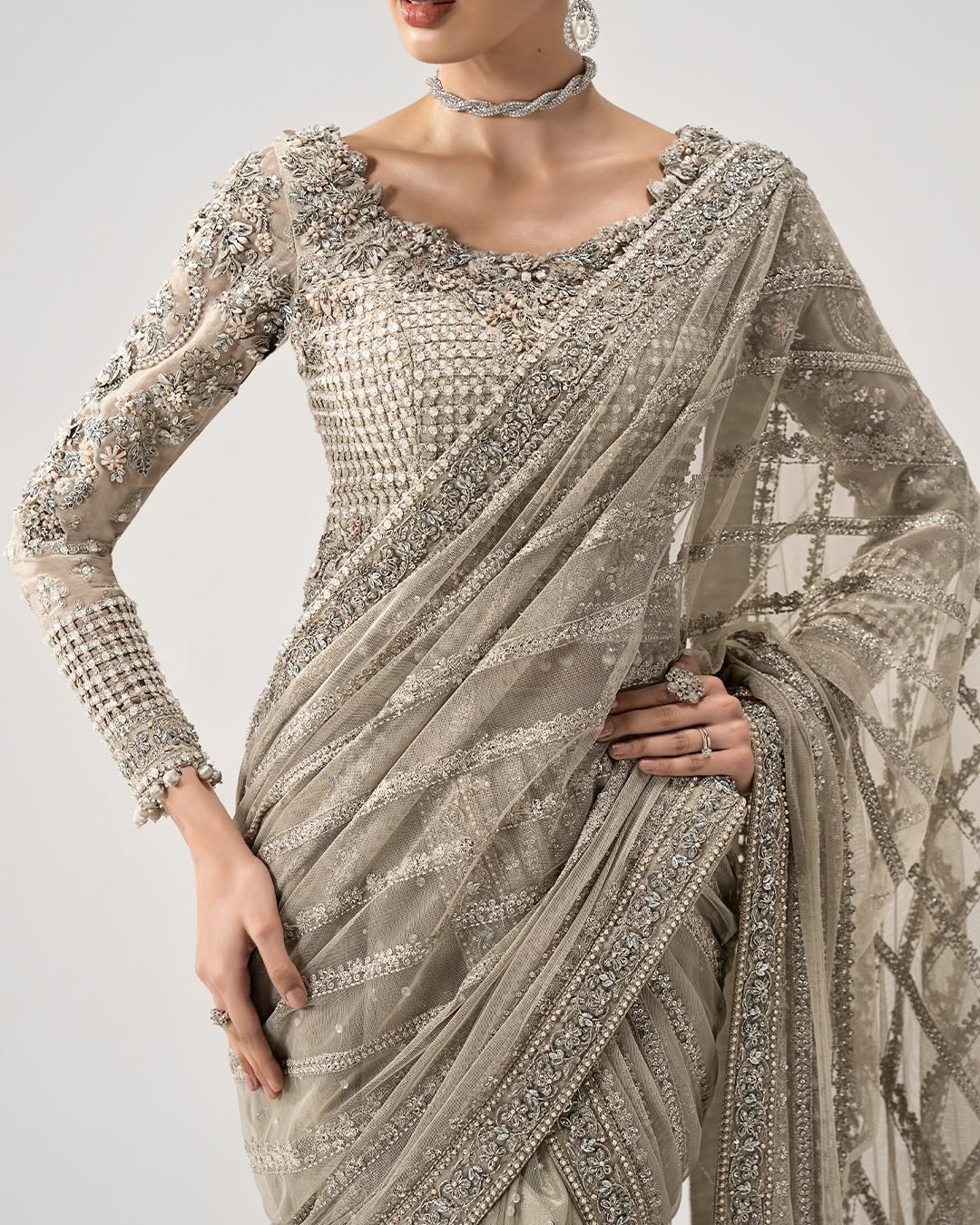 Luxury Embellished Net Saree | Designer Wedding & Festive Wear Saree