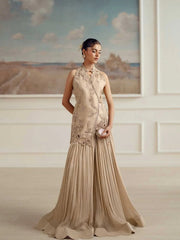 Pearl Dust – Embellished Halter Angrakha with Pleated Sharara