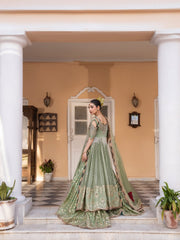 Dusty Olive Zardozi Bridal Lehenga Choli #TA002